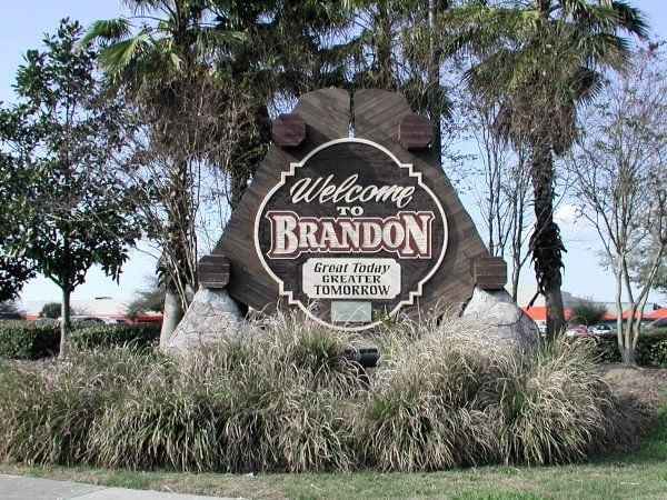 The Welcome to Brandon community sign in Brandon, FL